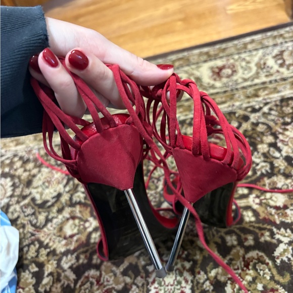 NWOB Reiss Zhane Strappy Ankle Tie in red - Picture 7 of 12